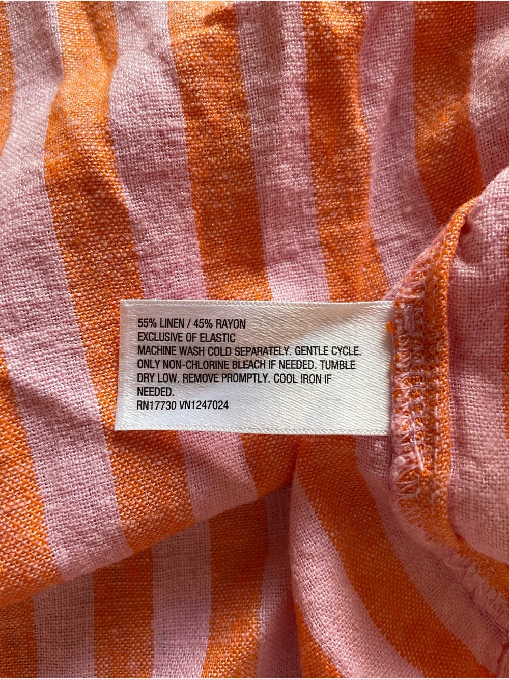 Striped Linen Blend Smocked-Waist Midi Skirt Women’s Medium - Picture 5 of 8